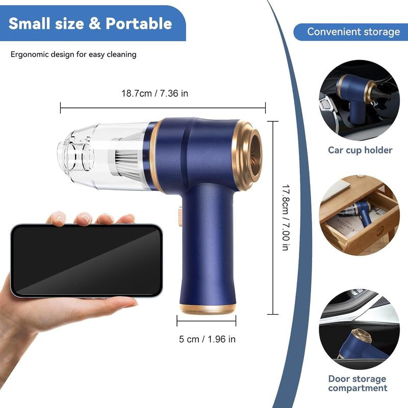 BELBUY 19000Pa High-Power Wireless Handheld Car Vacuum Cleaner - Versatile and Compact with Air Gun, Dual Filters, and Multiple Nozzles for Cars, Homes, Offices, and Pet Hair Cleanup