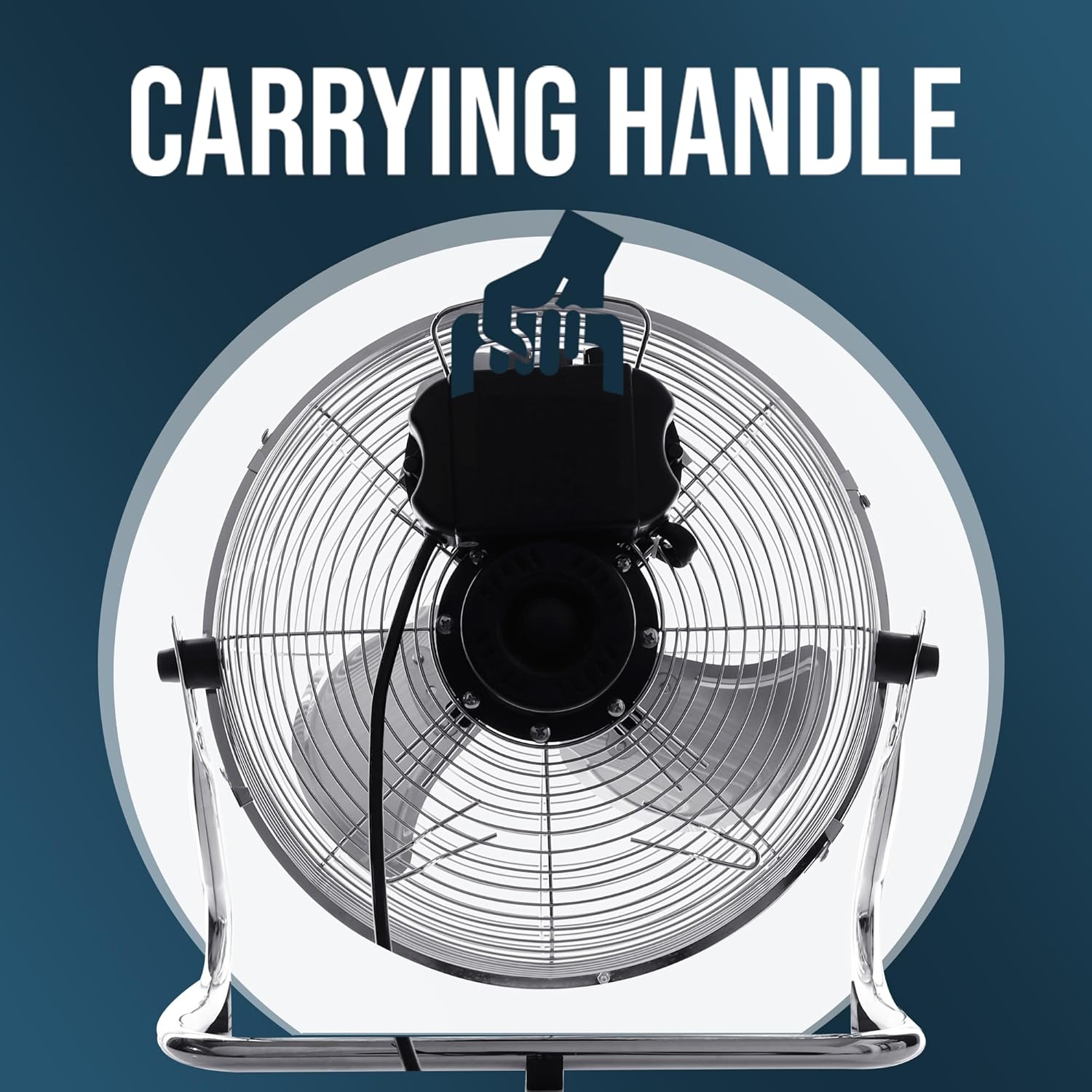 12-Inch High Velocity Metal Floor Fan with Chrome Finish, 3-Speed Adjustable Desk Fan for Residential and Commercial Applications, High Airflow Model BELF-30