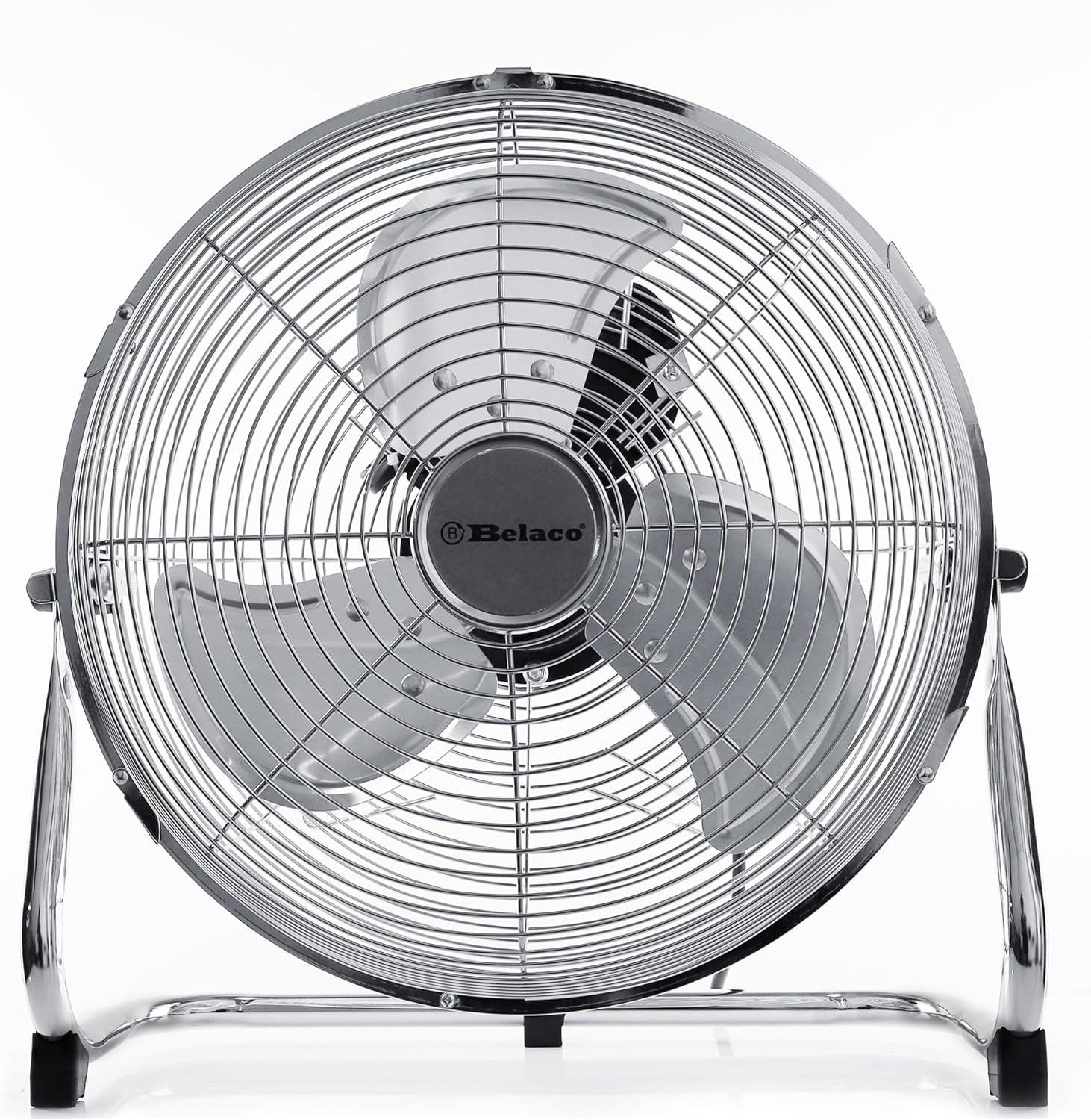 12-Inch High Velocity Metal Floor Fan with Chrome Finish, 3-Speed Adjustable Desk Fan for Residential and Commercial Applications, High Airflow Model BELF-30