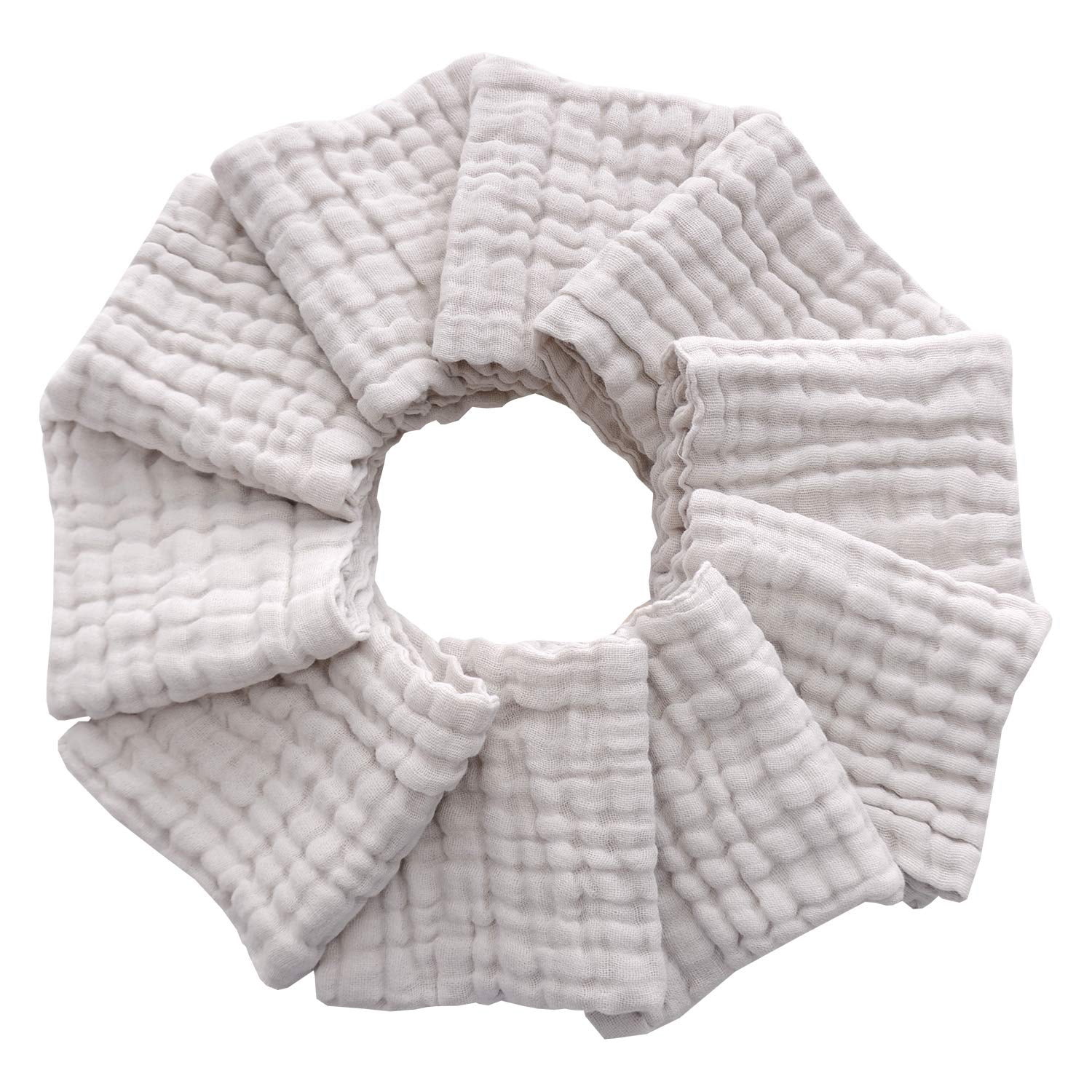 Baby Washcloths - Natural Cotton Baby Wipes - Soft Newborn Face Towel for Sensitive Skin - 10 Pack, 12X12 Inches