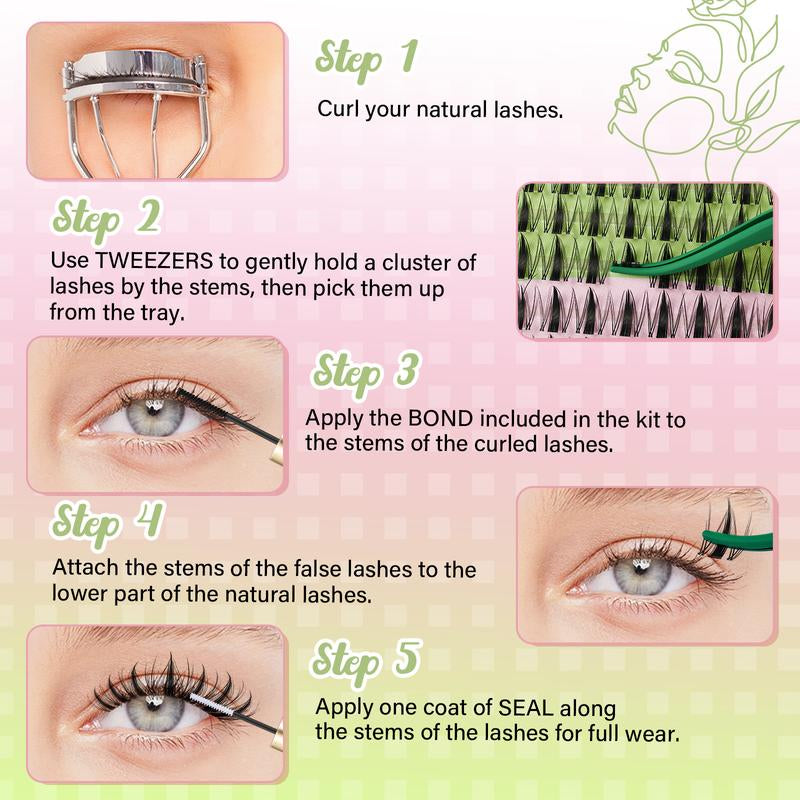 Achieve Glamorous Eyes with KEYYOU Fairy Lash Clusters Kit - Waterproof DIY Eyelash Extensions for a Stunning Wet Look!